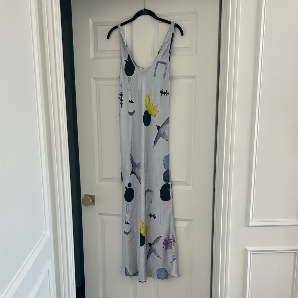 Long 100% silk dress with pattern